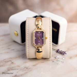 Maroon Dial Golden Ladies Watch