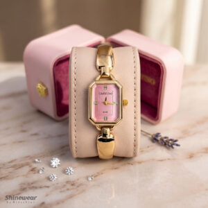 Pink Dial Golden Ladies Watch