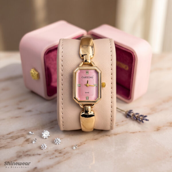 Pink Dial Golden Ladies Watch